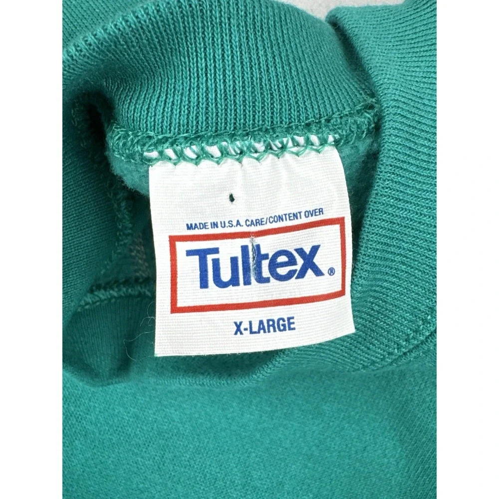 Vintage 80s Tultex Blank Raglan Crewneck Sweatshirt USA Made Green XL